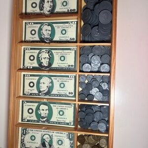 Mellisa & Doug Play Money Money Set Wooden Cash Drawer With Bills and Coins